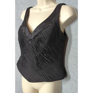 Glamorous Black Sleeveless Beaded Top 10 Pleated Gabriella Skye Elegant Formal